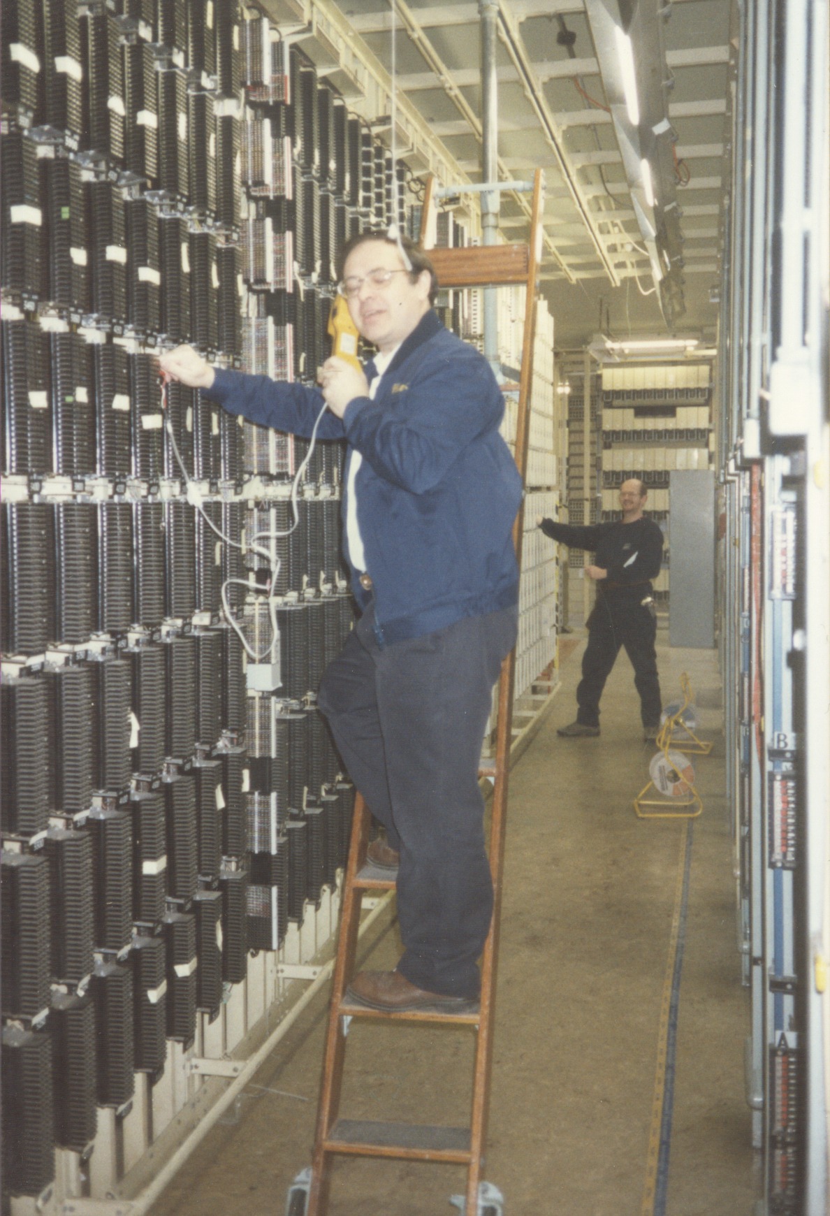 A main distribution frame (MDF) in an exchange.