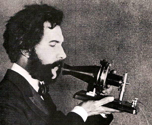 Bell using microphone / speaker which connected together in a pair formed the 'telephone'