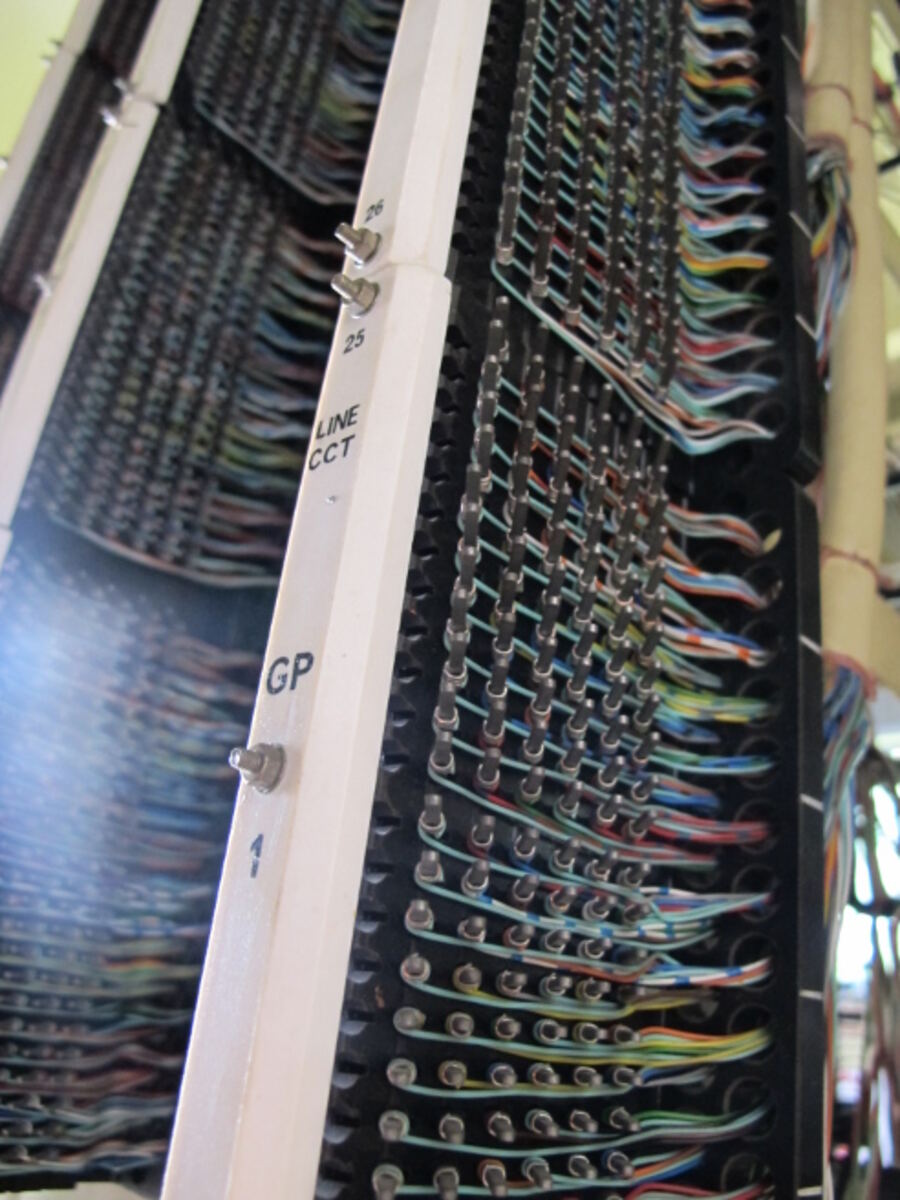 The main distribution frame with cross-connection wiring