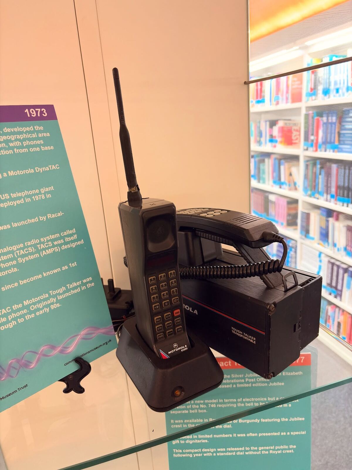 Motorola DynaTAC and Tough Talker mobile phones on display at The Hive